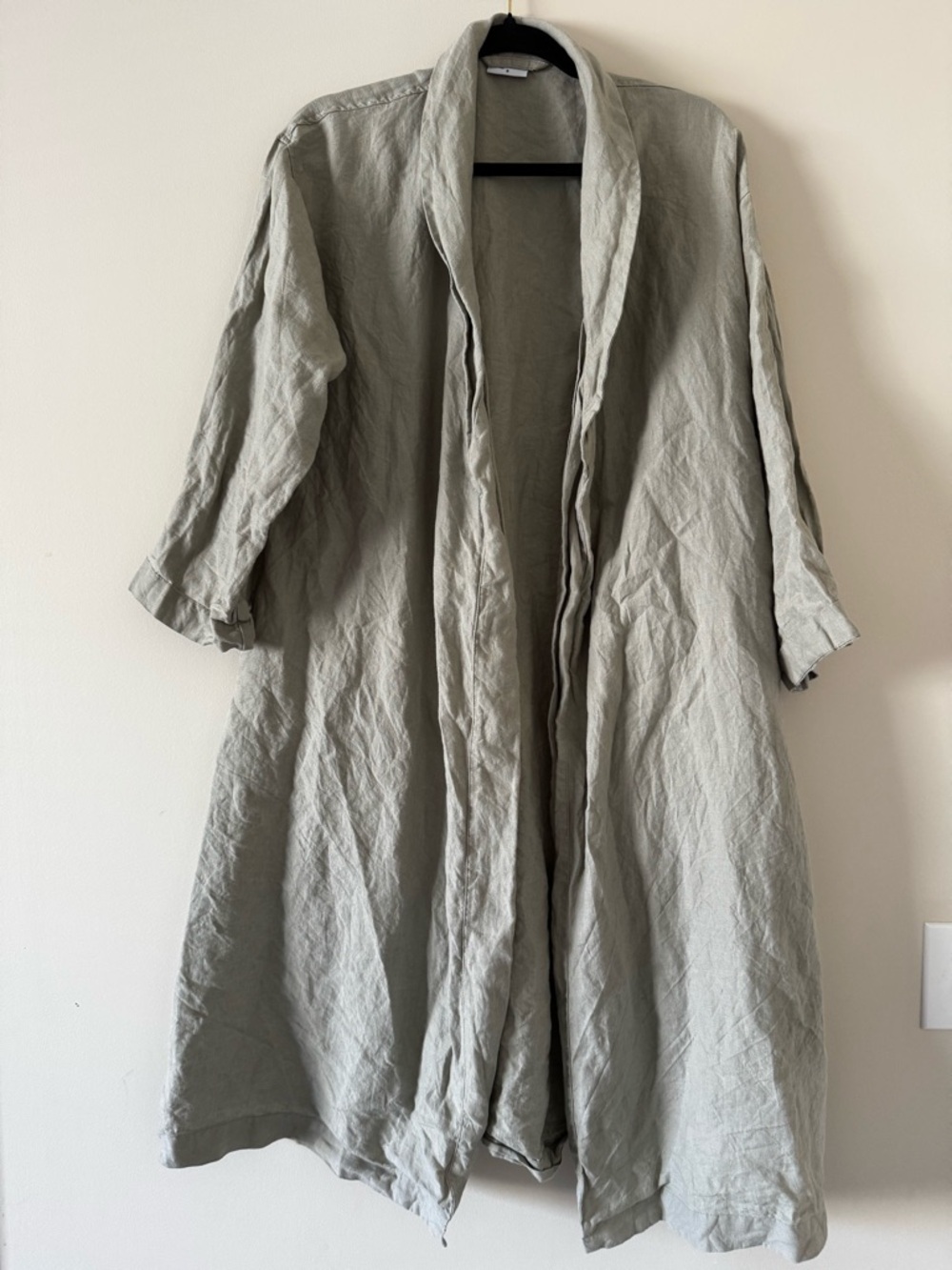 Light Sage Linen Duster Coat